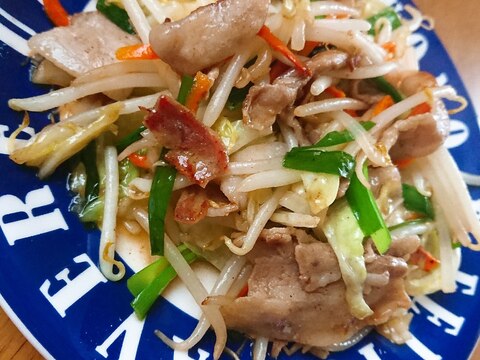 豚バラ肉で野菜炒め